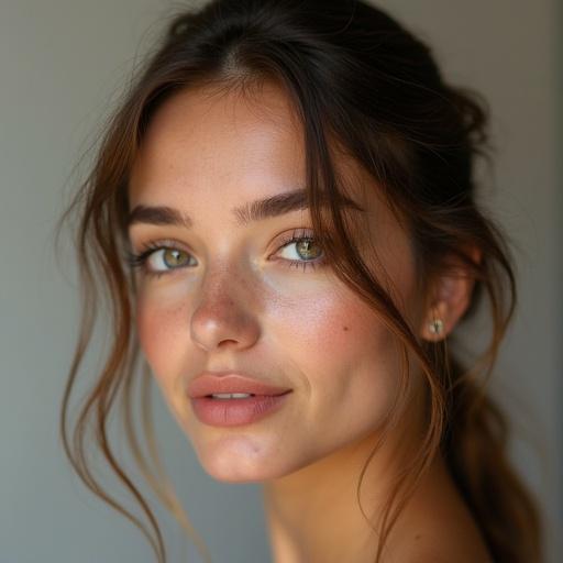 Portrait of a young woman showcasing natural beauty in soft lighting